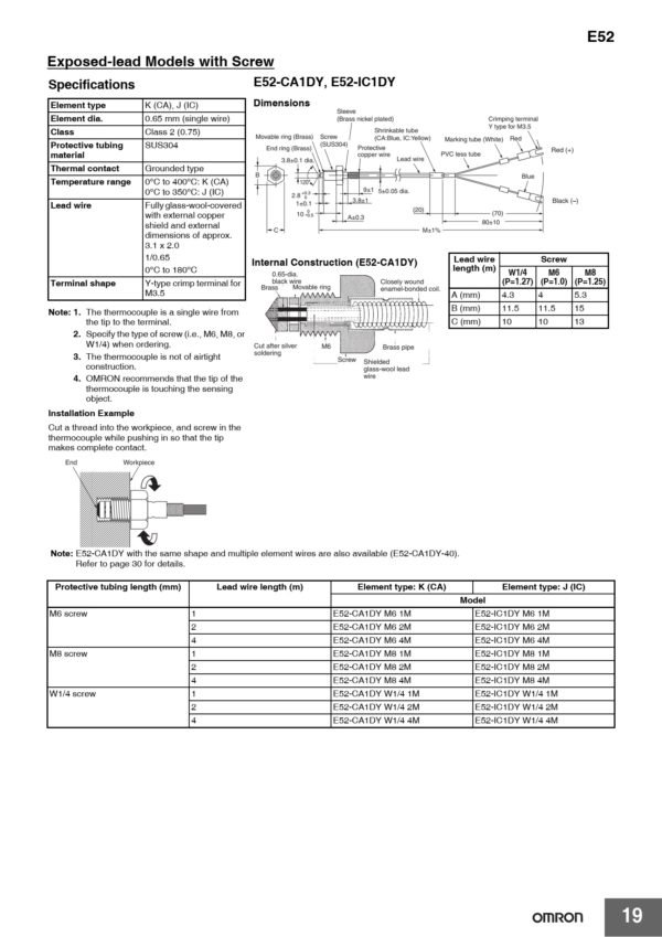 Omron E52-CA1DY M6 4M Temperature Sensors - Image 3