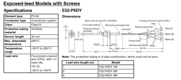 Omron E52-P6DY 2M Temperature Sensors - Image 2
