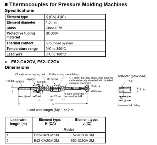 Omron E52-IC2GV 2M Temperature Sensor - Image 2