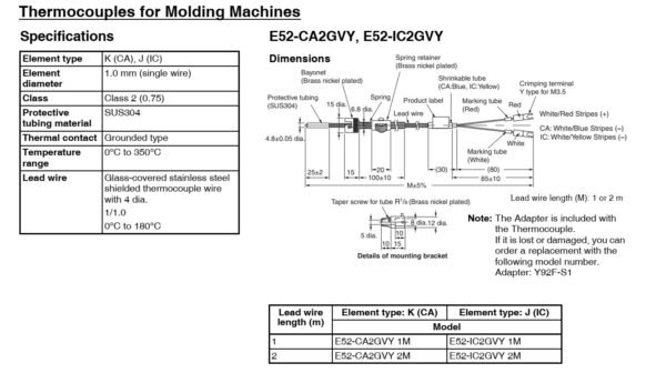 Omron E52-CA2GVY 2M Temperature Sensor - Image 2