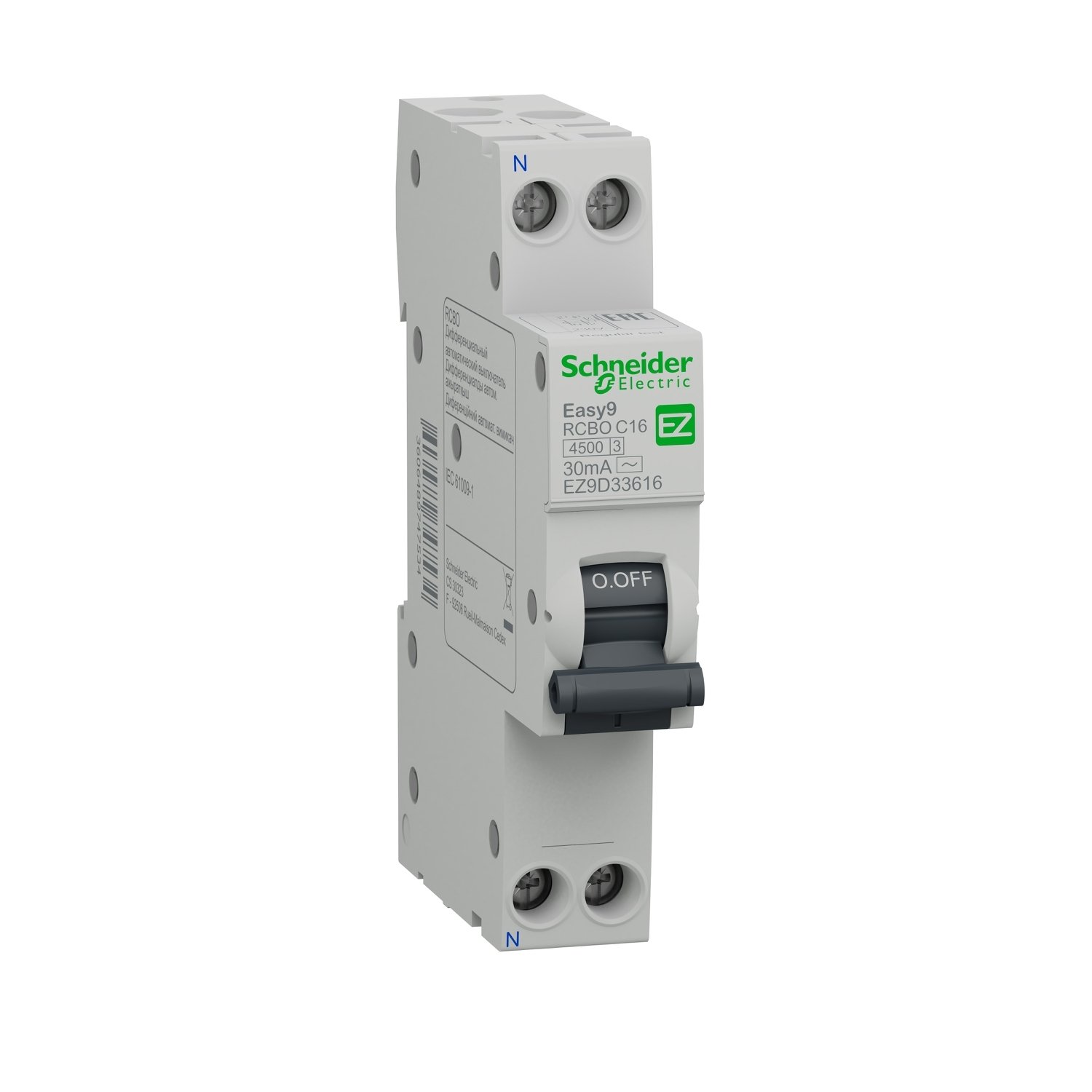 Schneider EZ9D33616 Residual current breaker with overcur. prot. (RCBO)
