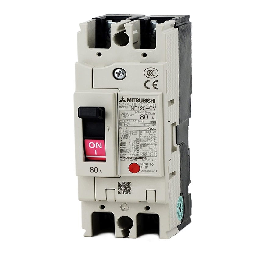 Mitsubishi NF125-CV 2P 80A Molded Case Circuit Breaker (MCCB)