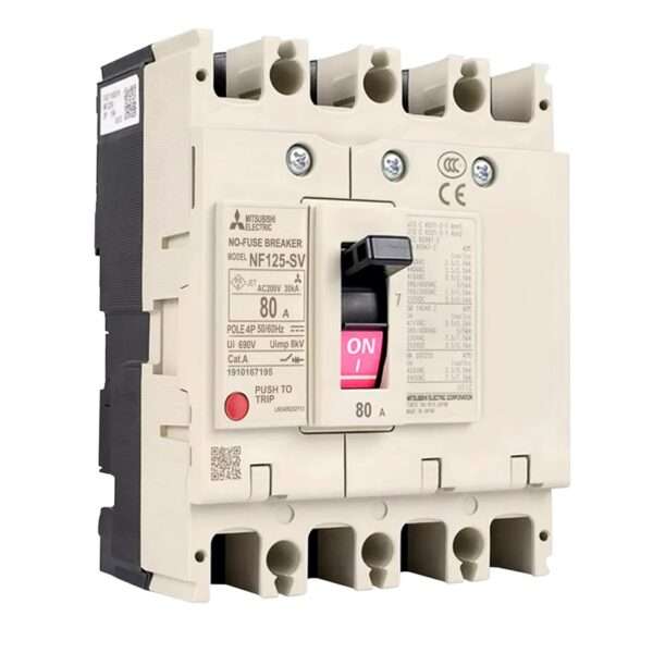Mitsubishi NF125-SV 4P 80A Molded Case Circuit Breaker (MCCB)
