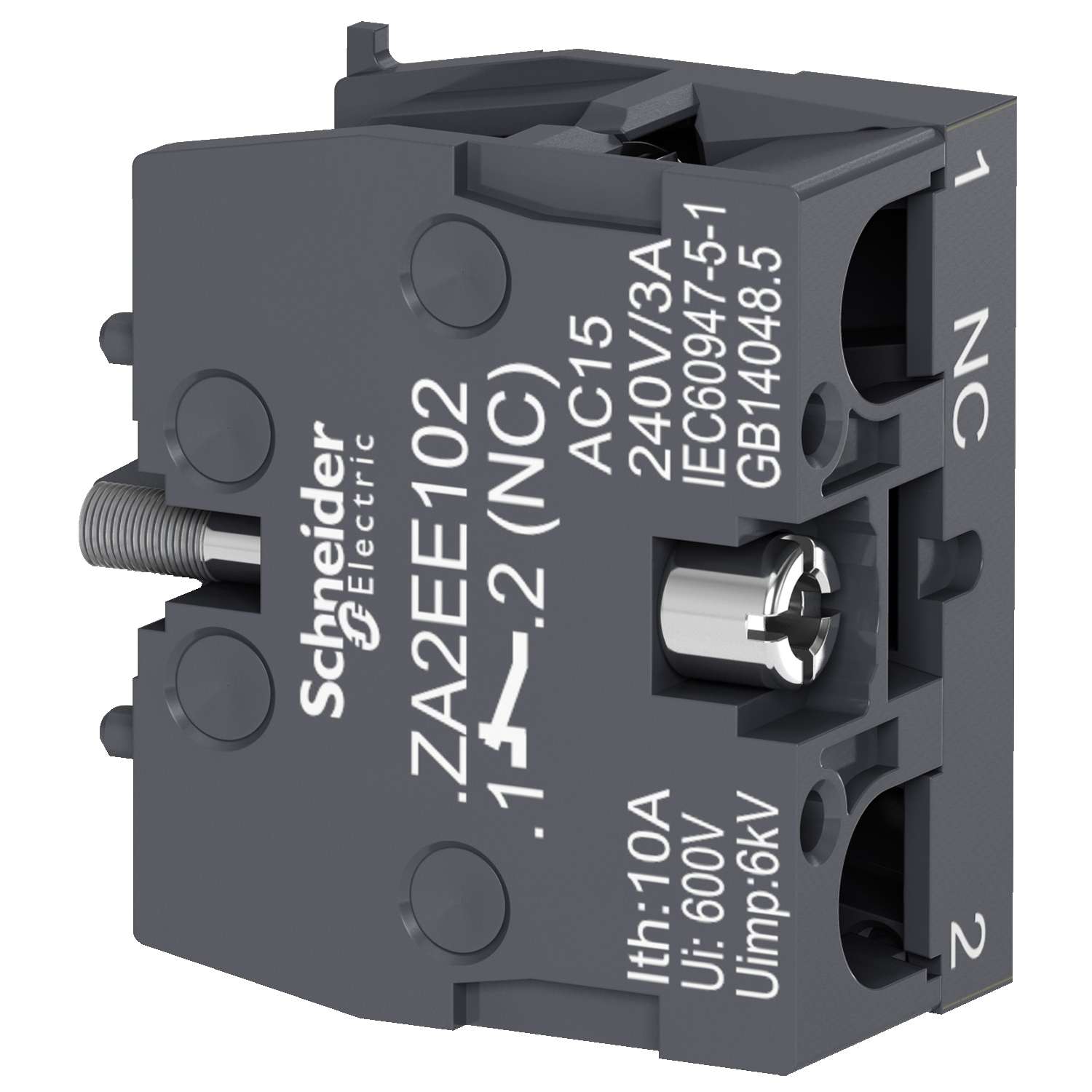 Schneider Electric ZA2EE102 Single contact block for head Ø22, 1 NC