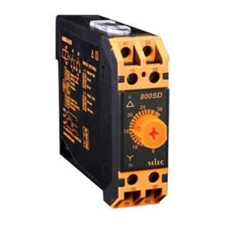 Orange-and-black industrial timer relay module with dial and terminal blocks