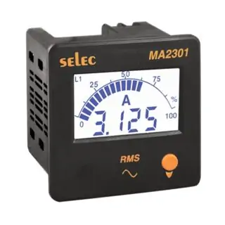 Selec MA2301 RMS ammeter displaying 3.125 A current reading