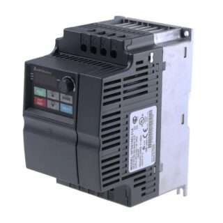 Delta VFD-EL variable frequency drive unit with a digital display and control buttons (Run/Stop/Mode) on the front panel, viewed from a front-right angle.