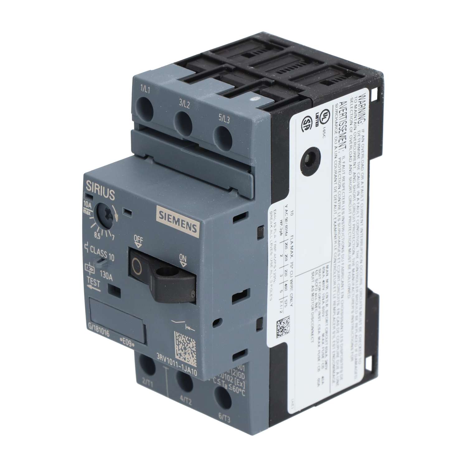 Siemens 3RV1011-1JA10 Motor Circuit Breaker 7 - 10A